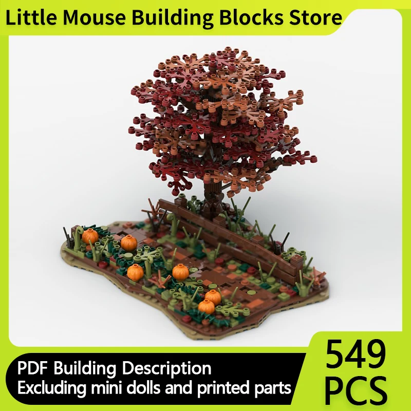 

City Street View Model MOC Building Bricks Halloween Pumpkin Field Modular Technology Gifts Holiday Assemble Children Toys Suit