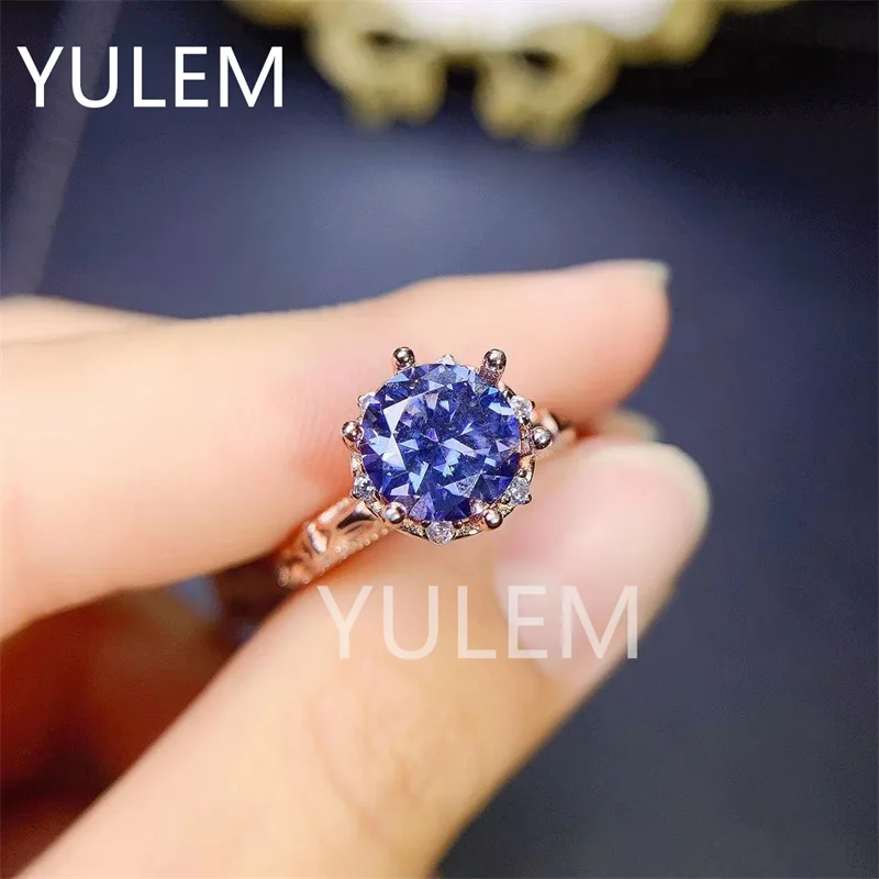 

2ct Big Size Royal Blue Moissanite Sterling Silver 925 Wedding Ring Jewelry for Women Couple Rings