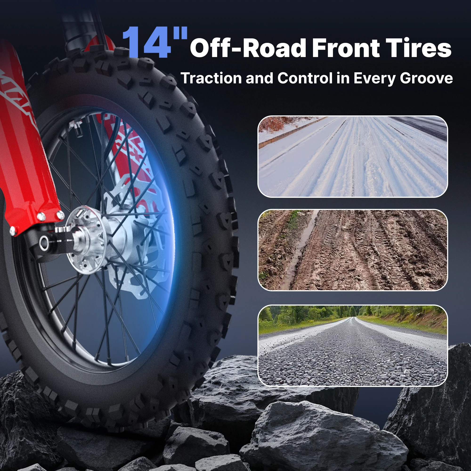 Bici da cross elettrica RFN Warrior Younth SX-E2 - Motore potente MAX 2000 W - Velocità massima 28 mph |   Pneumatici fuoristrada da 12"/10" con 26 miglia