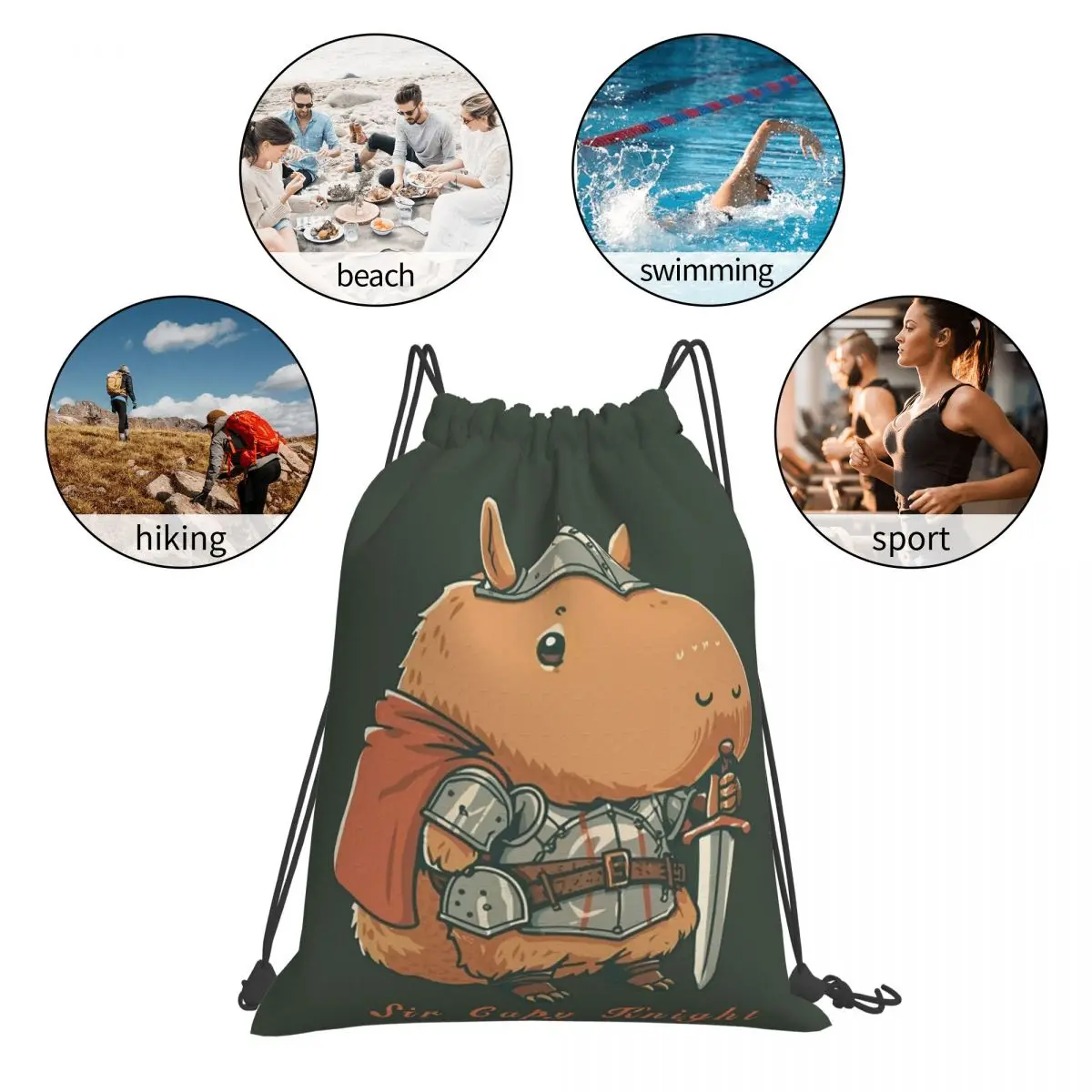 حقائب ظهر لطيفة من كابيبارا نايت إن شينينغ أمور متعددة الوظائف محمولة برباط حقائب رياضية حقائب كتب لطلاب السفر