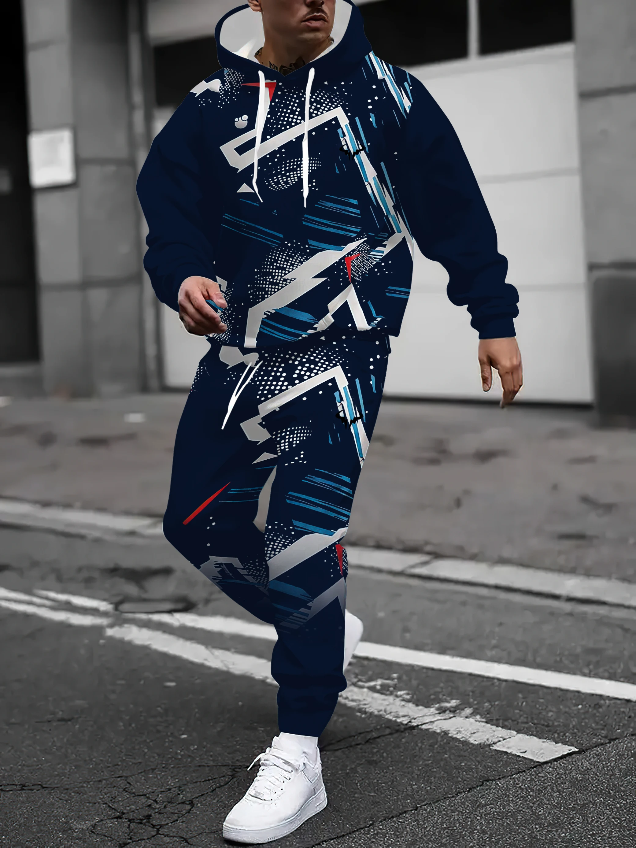 

2025 Spring and Autumn New Men's hoodie set casual roller skating 3D printed street men's wear