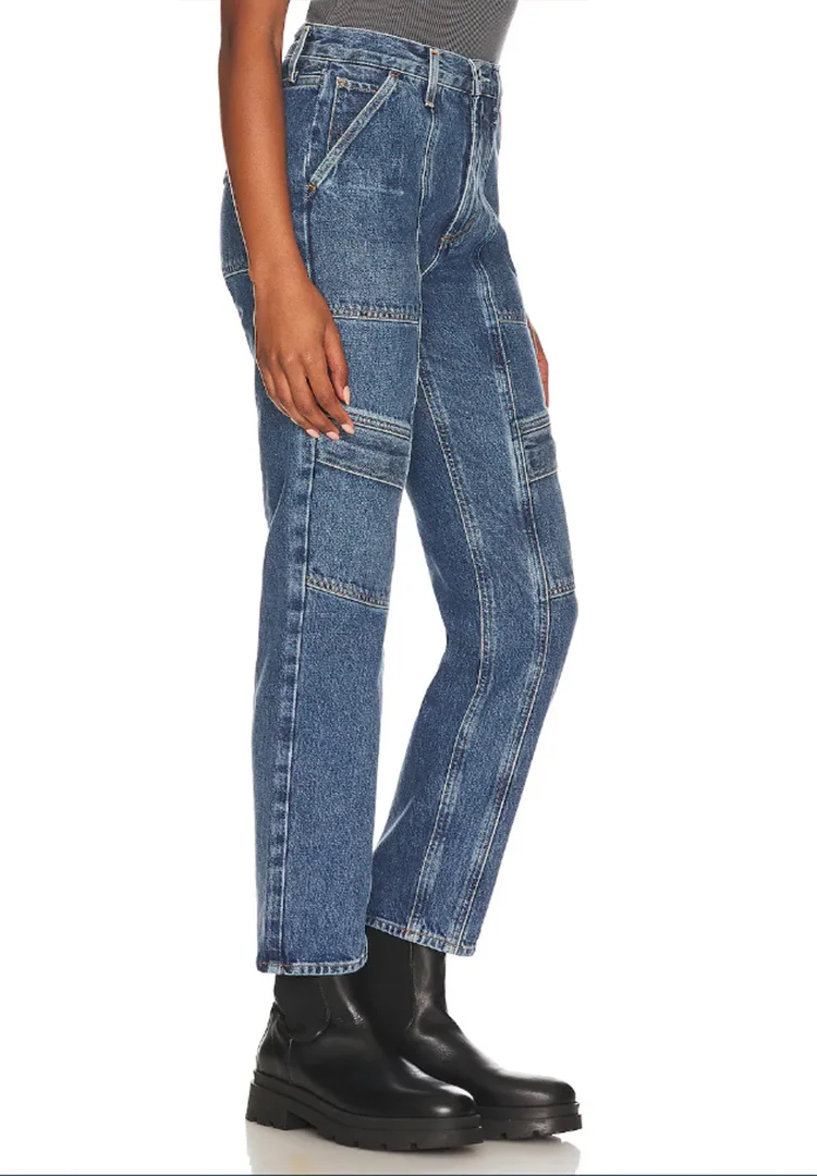 Damesmode wassen nostalgisch blauw grote zak lage stretch slanke casual comfortabele knapperige jeans