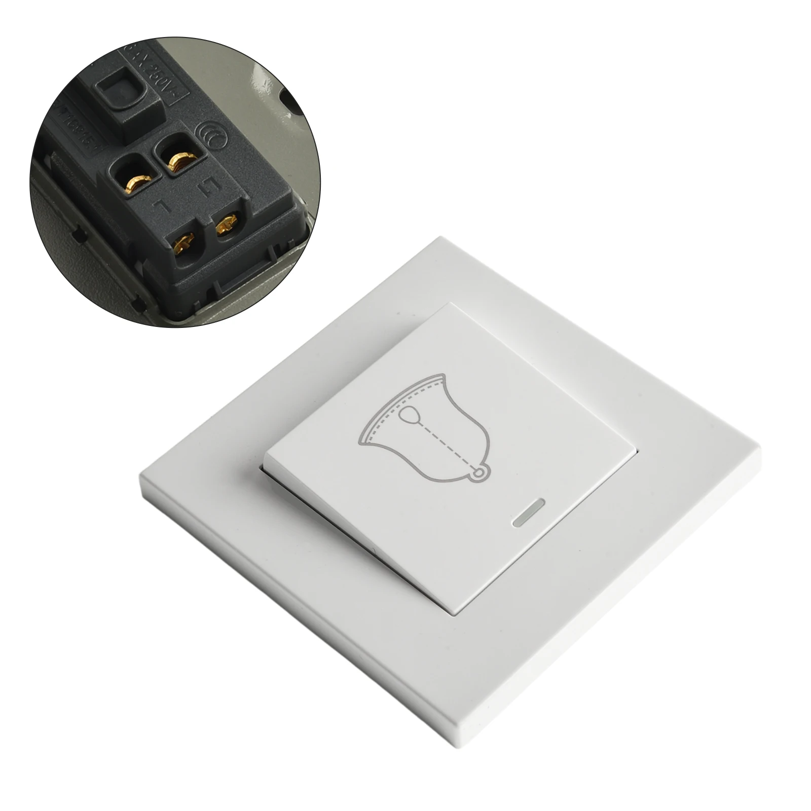 86mm*86mm*39mm Doorbell Switch White Doorbell Switch ABS Plastic AC220V for durable Material 5A Electrical Current