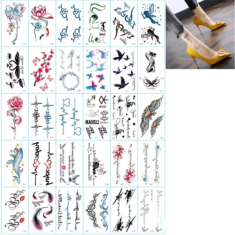 30Pcs/Set Sexy Dark Temporary Tattoo Sticker Waterproof Temporary Tattoo Fake Tattoo Sticker