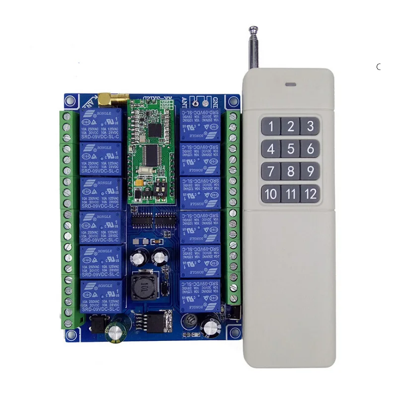 DC 12V  24V 36V  48V 10A 12CH RF Wireless Remote Control switch   1000 m  Agriculture security industry control