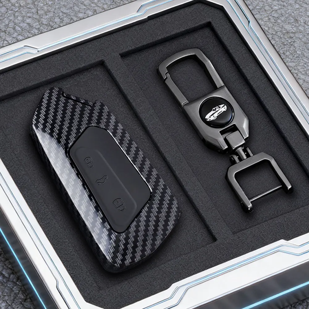 ABS Carbon Fiber Car Key Case Cover For VW Golf 8 Mk8 GTI GTD R ID3 ID4 2020 Protected Fob Accessories - view 4