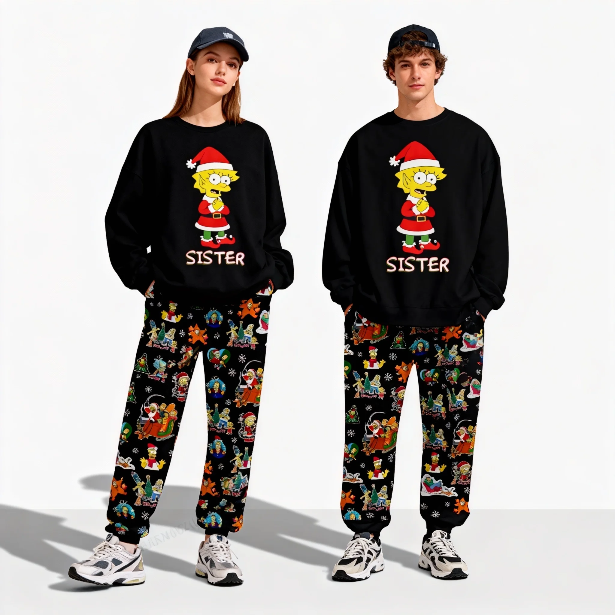 Conjunto de pijamas con temática de la calle de los Simpson de Disney, sudadera y pantalones para adultos, regalo de otoño/invierno, superventas