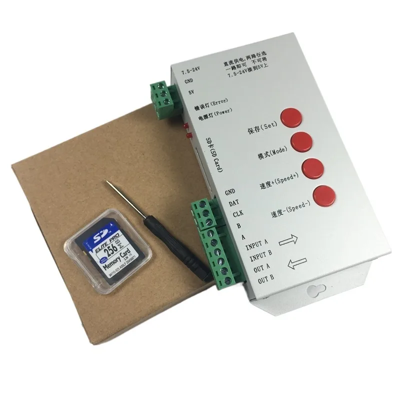 Original T1000S led pixel module Controller 2048 Pixels with SD card for WS2801 WS2811 LPD6803 RGB full color RGB play video SPI