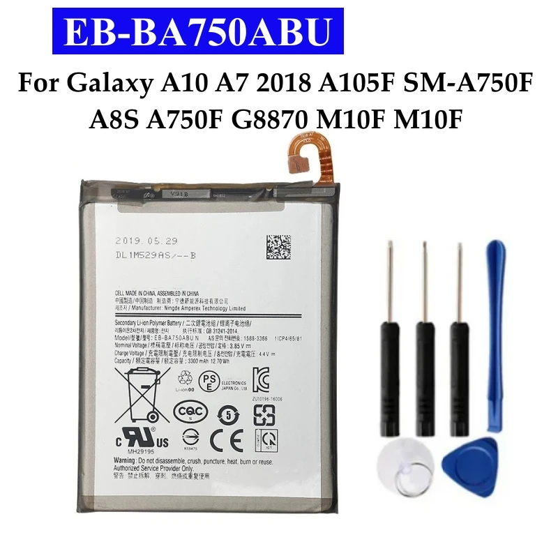 Battery EB-BA750ABU 3300mAh For Samsung Galaxy A10 / A7 (2018) A750 SM-A750F/DS SM-A750FN/DS A750F A750FN A750G A750GN +Tools