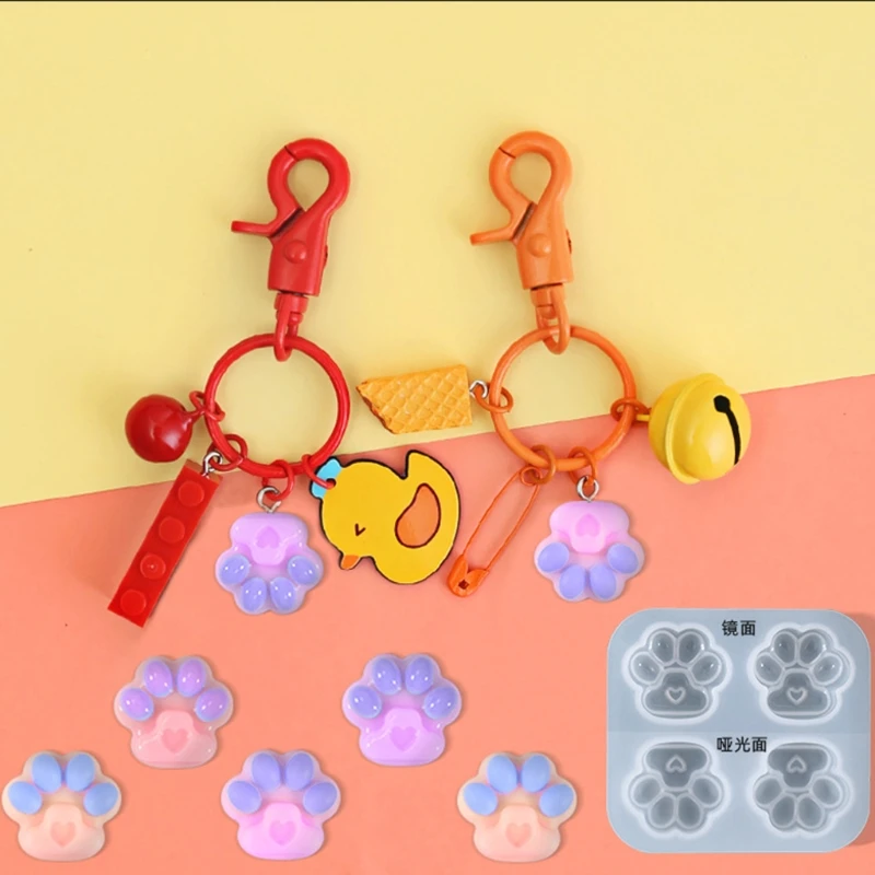 Cat Paw Pendant Silicone Mold Keychain Pendants Epoxy Resin Molds for DIY Epoxy Resin Crafting Mould Jewelry Making Crafts