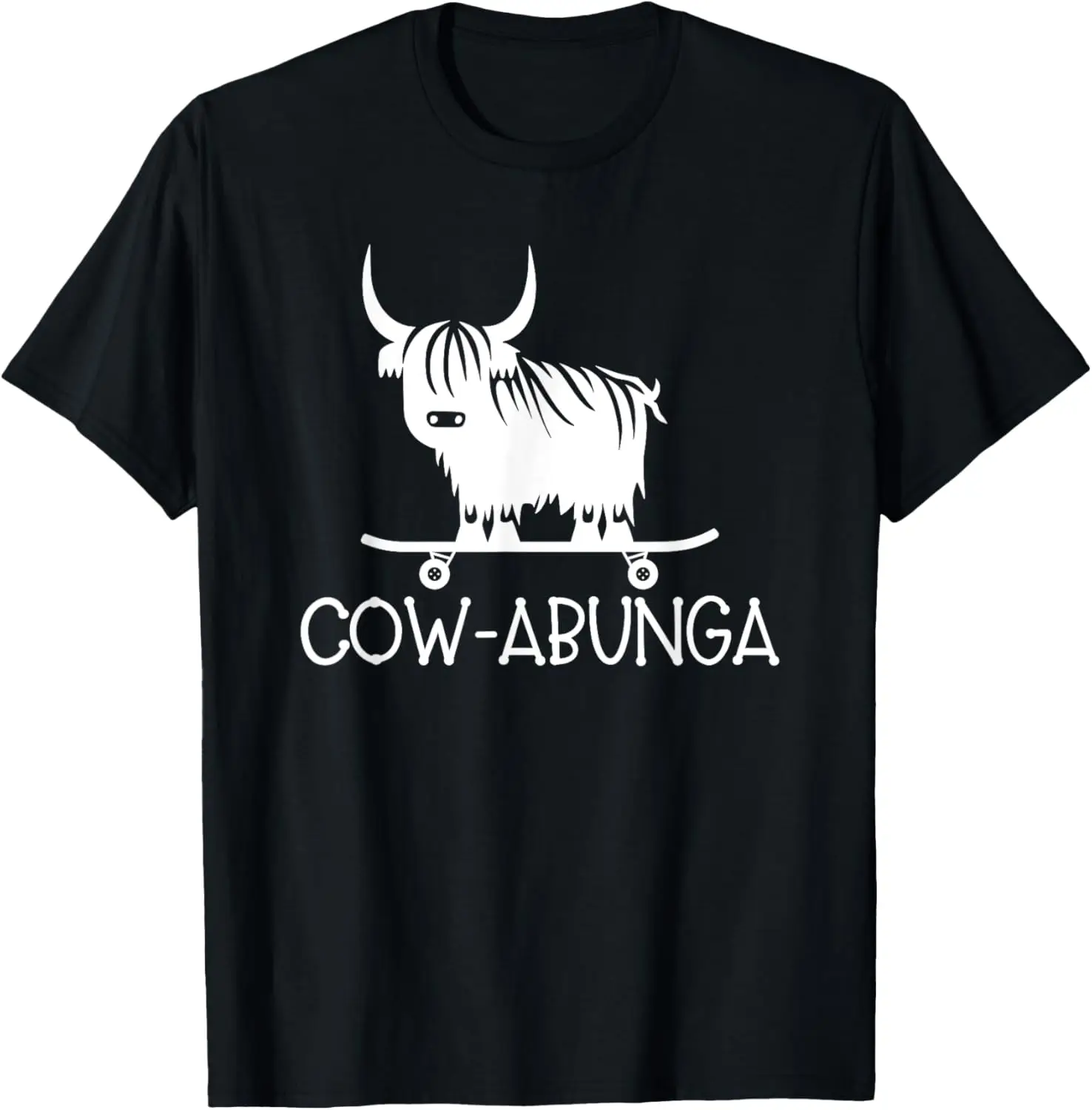 Highland Cow Skateboard Cowabunga Funny Western Girl Country T-Shirt