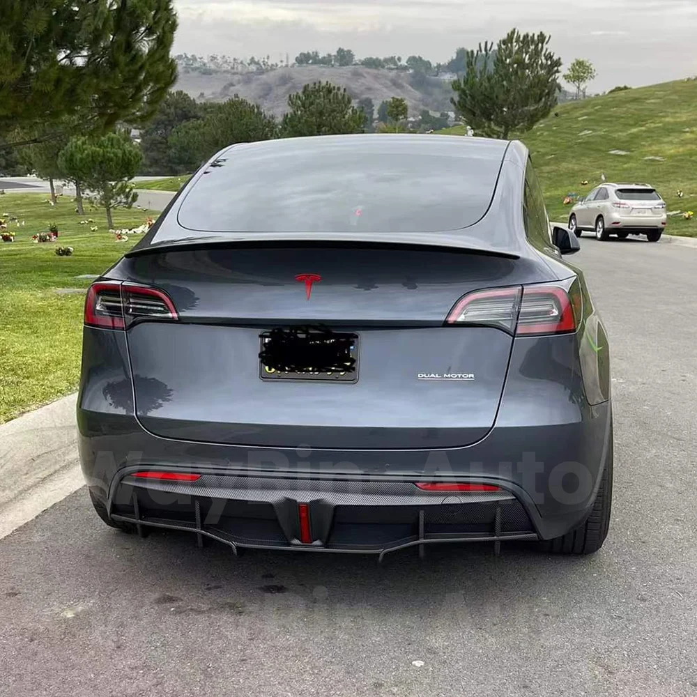 Tesla Body Kits Per Il Modello Y 2020- 2023 Carbonio Opaco Diffusore Posteriore Lato Spillter Spoiler Paraurti Labbro Tesla 2023 2024 Corpo Tuning