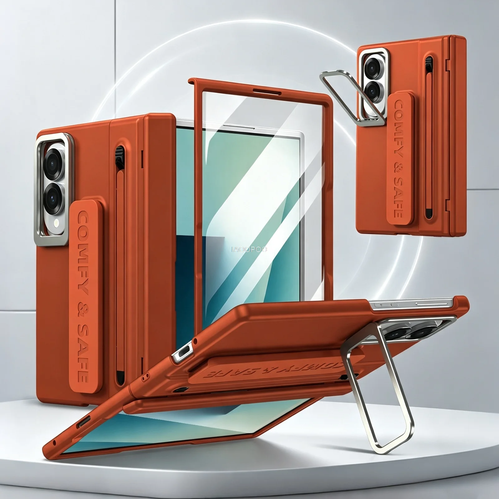 Image of Versteckter Ständer, Scharnierschutz, Hartschalen-PC-Hülle für Samsung Galaxy Z Fold 8 Ultra Fold 7 6 5, Glas-Displayschutzfolie, Stylus-Stift