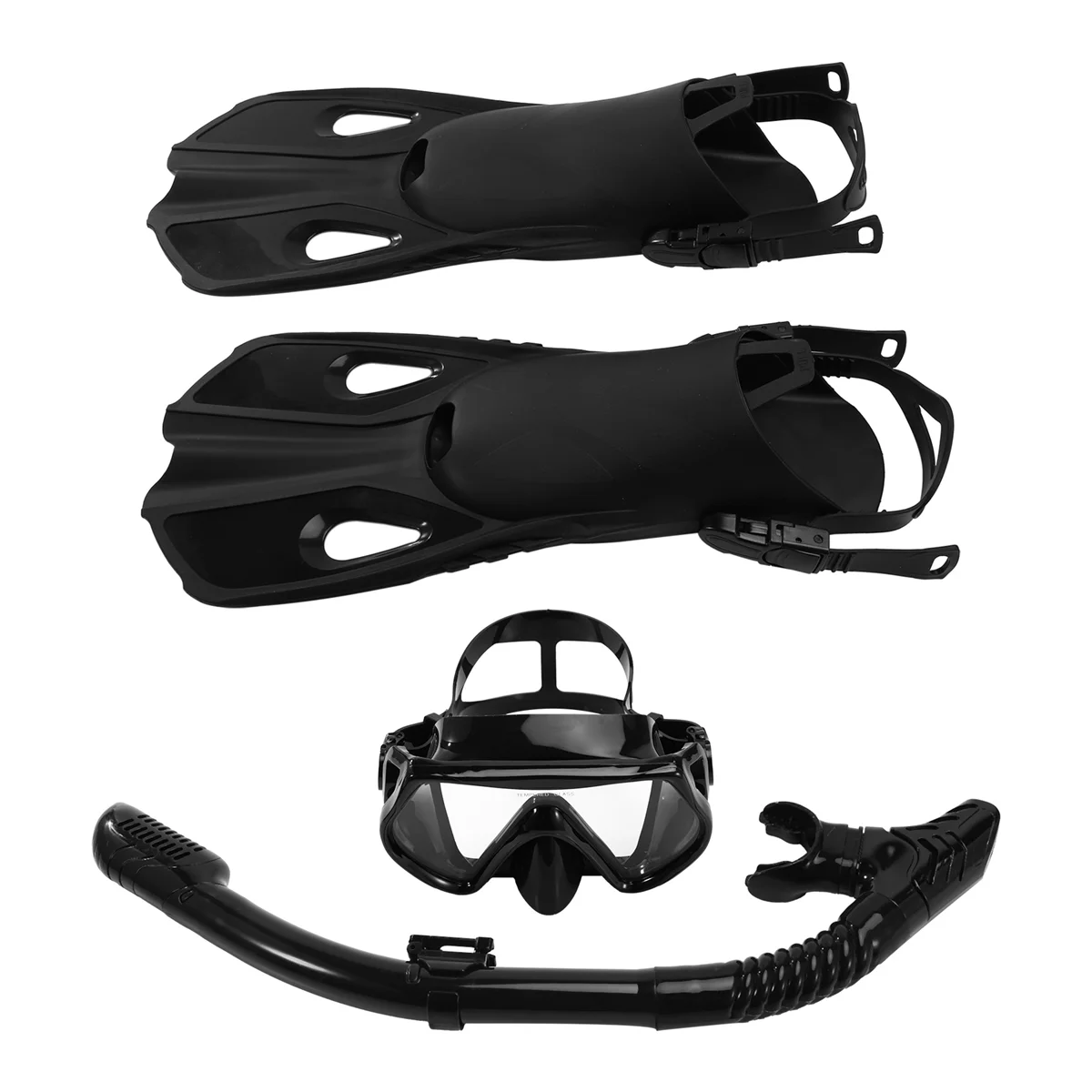 Adult Snorkeling Equipment,Panoramic Snorkeling Set,Snorkeling Mask, Drys Top Snorkel,Diving Mask and Fins,Black