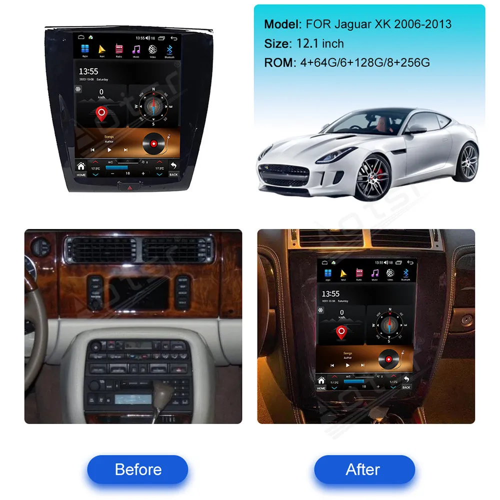 Wireless Apple CarPlay Android 13.0 Auto Car Multimedia For Jaguar XK Black Radio GPS 4G Car Radio