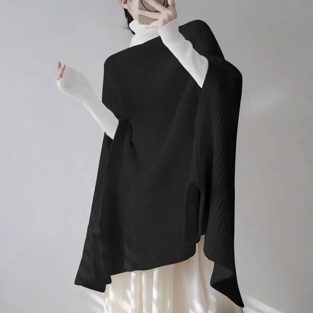 

Autumn and Winter New Irregular Bat-sleeved Knitted Cape Sweater for Women's Thin and Thickened Women's Models