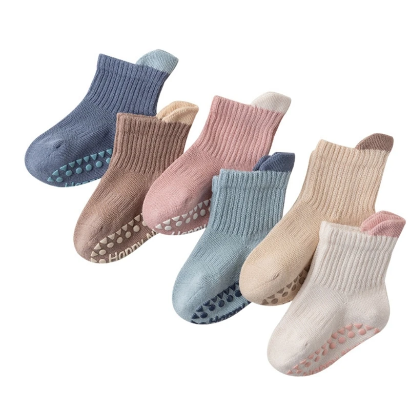 

6Pair Baby Socks for 0-5Y Nonslip Floor Socks Infant Spring Socks Foot Warmer Ankle Socks Indoor Outdoor Toddler Socks W3JF