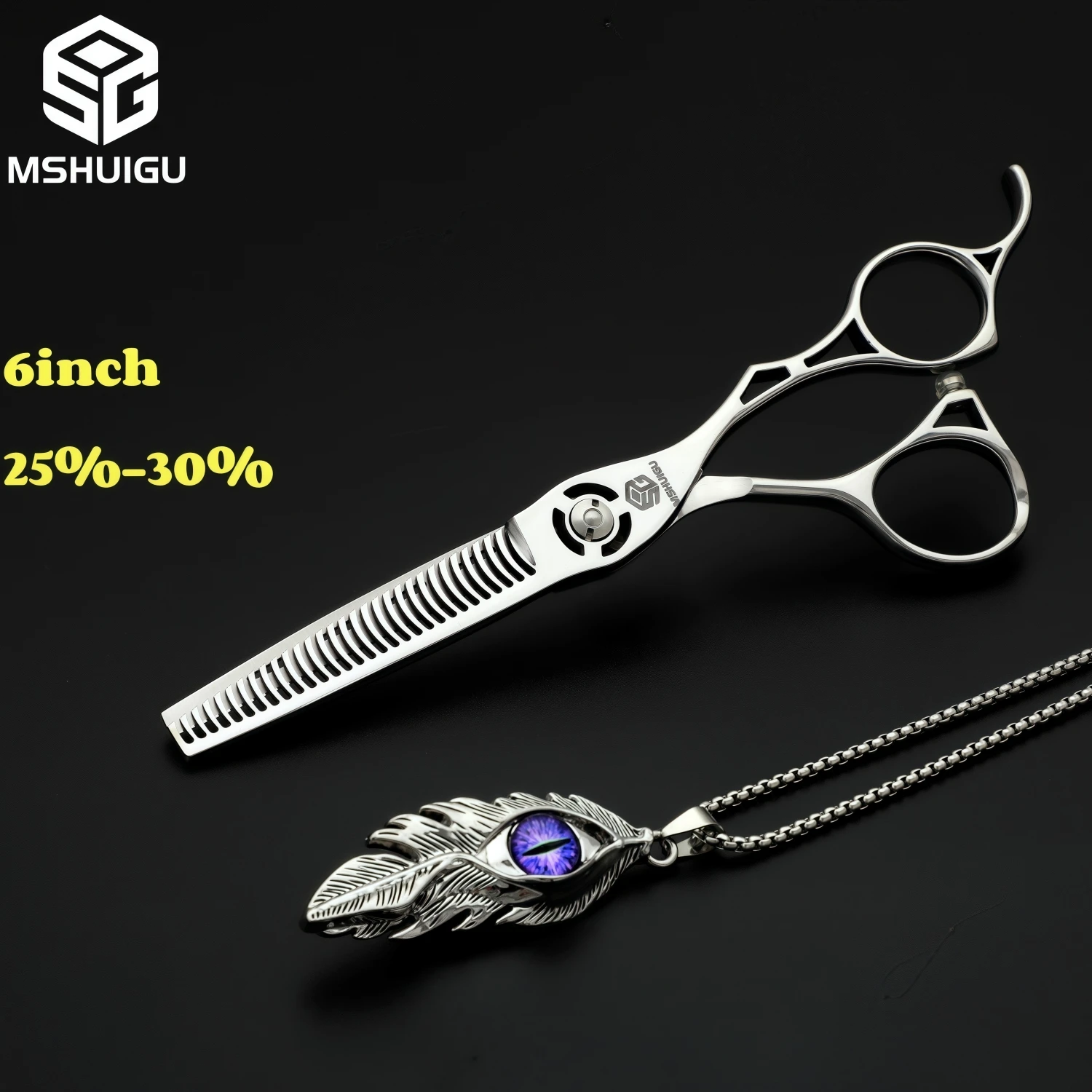 Professionelles Haarschere-Set aus 440C Edelstahl, 6, 6,5, 7 Zoll Schneidescheren, 6/6,5 Zoll 25-30% Effilierschere für Friseursalon – Detail 11