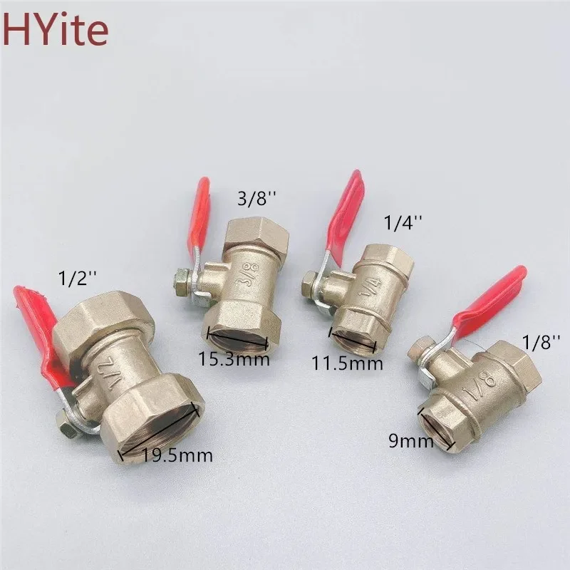 Robinet à bille en laiton 1/4 \'\'3/8\'\' 1/2 \'\'à filetage femelle, Joint de connecteur en laiton, raccord de tuyau en cuivre, adaptateur de coupleur