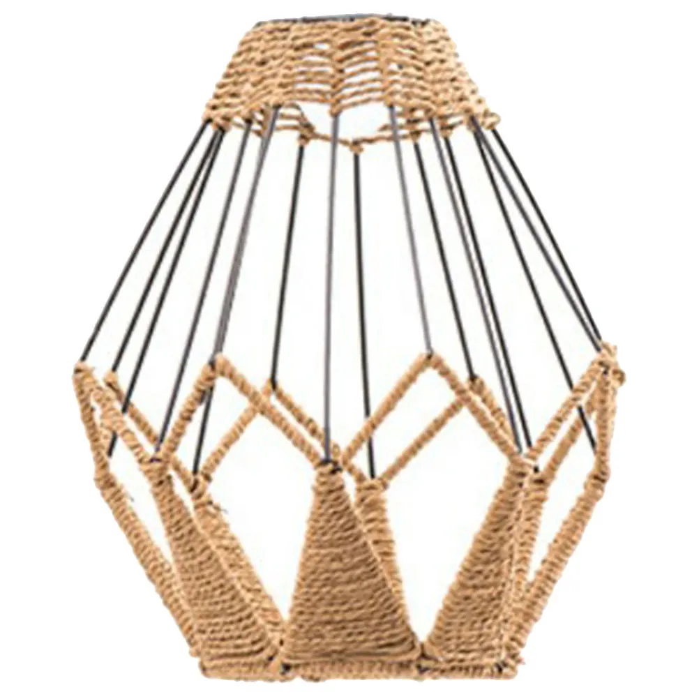 

Braided Paper Rope Pendant Lamp Shade Wrought Iron Frame Vintage Style for Living Room Bedroom Kitchen Decor Rustic Hanging