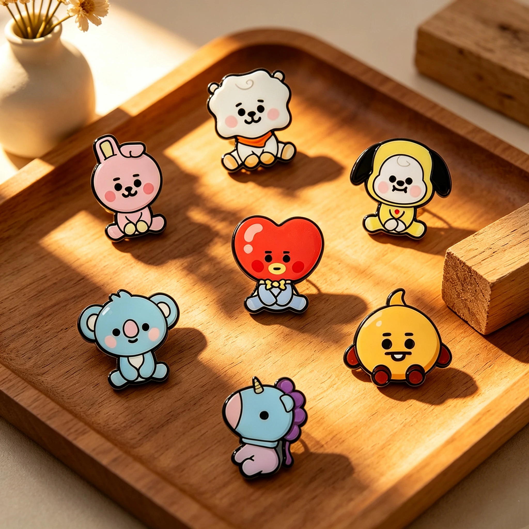 7 Pcs BT21 Creative Personality Badge Clothes Brooch Cartoon Cute Boys Girls Schoolbag Decoration image 6