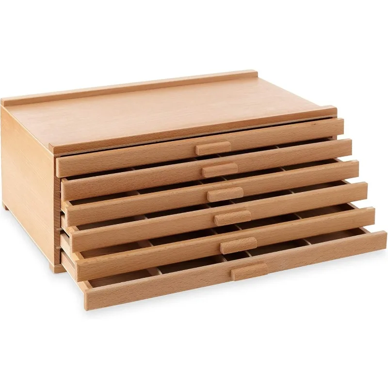 6 Drawer Wooden Artist Storage Supply Box for Pastels, Pencils, Pens, Markers, Brushes and Tools