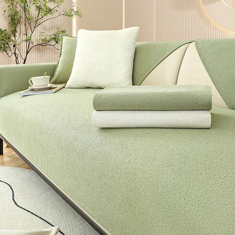 Modern Simple Solid Color Sofa Towel Soft Plush Four Seasons Universal Non-slip Sofas Mat Armrests Backrest Cover for Home Decor