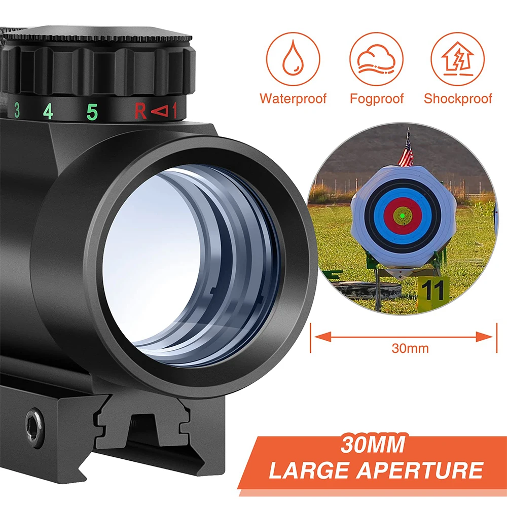 1X30mm Red Green Dot Sight Tactical Scope Sight with Lens Cap Collimator Reflex Hunting Opticals Sight For 11mm/20mm Rail Mount