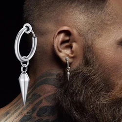 Pendientes de acero inoxidable para hombre, arbol pequeño, punta única, joyería masculina