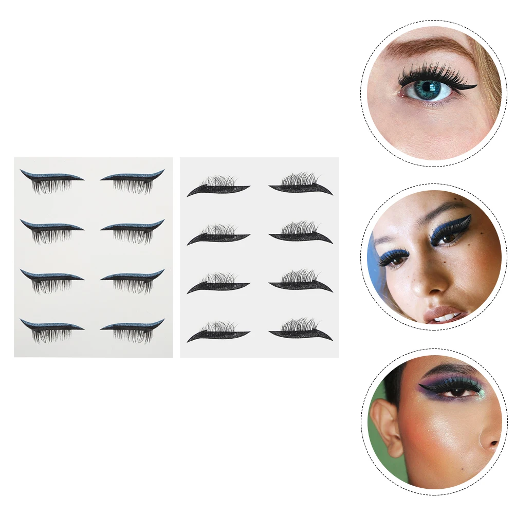 

2pcs Reusable Waterproof Eyeliner Makeup Supplies False Eyelash Decal Strips Sweat Proof Eye Line Stickers Beauty Tools Fashion