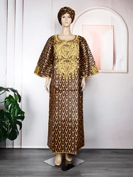 H&D African Dresses For Women Bazin Riche Tradition Embroidery Dress Wedding Robe Clothes Party Gowns Skirt Dashiki