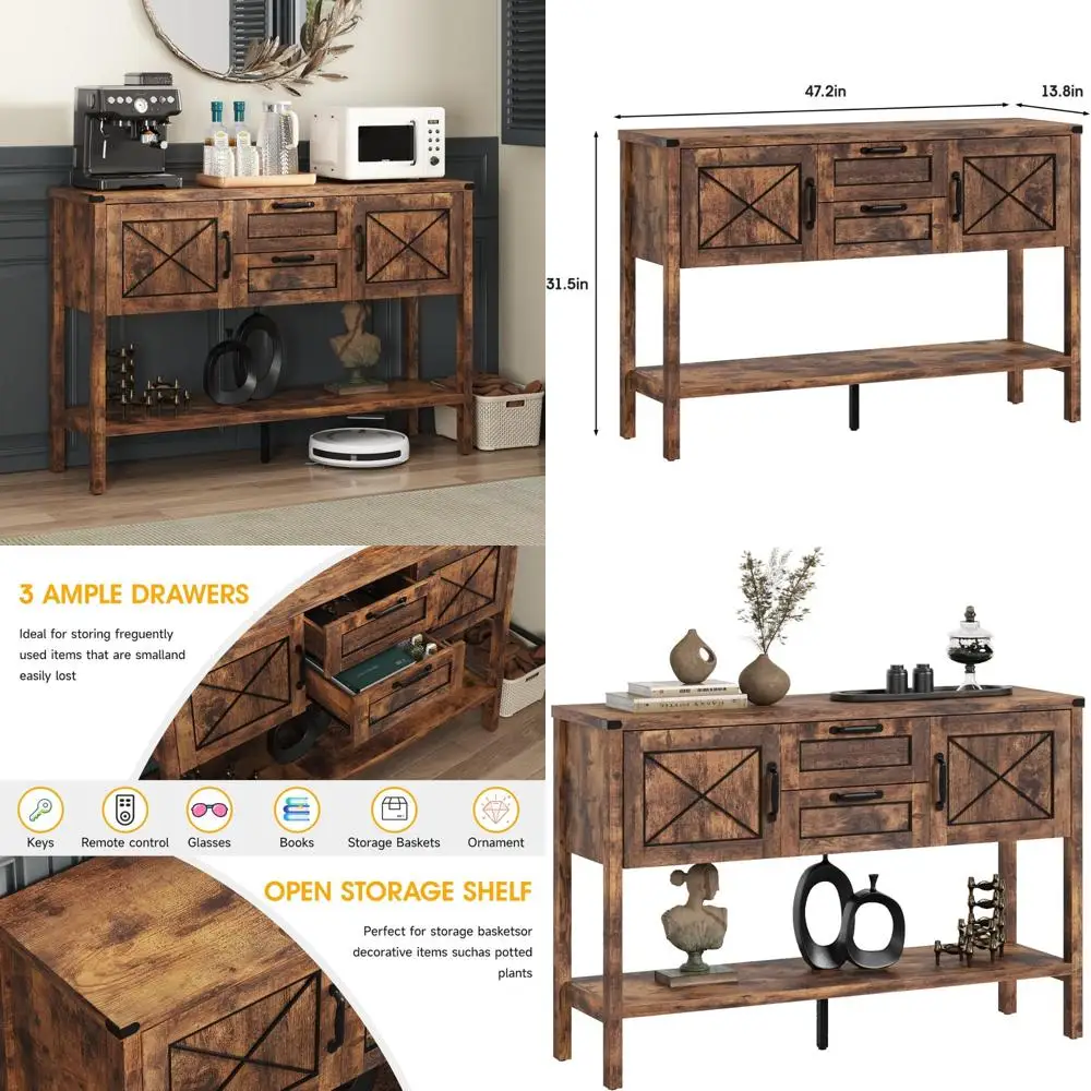 خزانة جانبية للمزرعة الريفية مع أدراج تخزين وخزانة سفلية للمطبخ #1