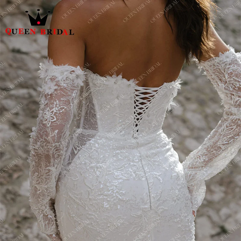 Off Shoulder Mermaid 2024 Wedding Dresses  Appliques Lace Sequined Beading Exquisite Bridal Gown Robe De Mariée Custom Y24X