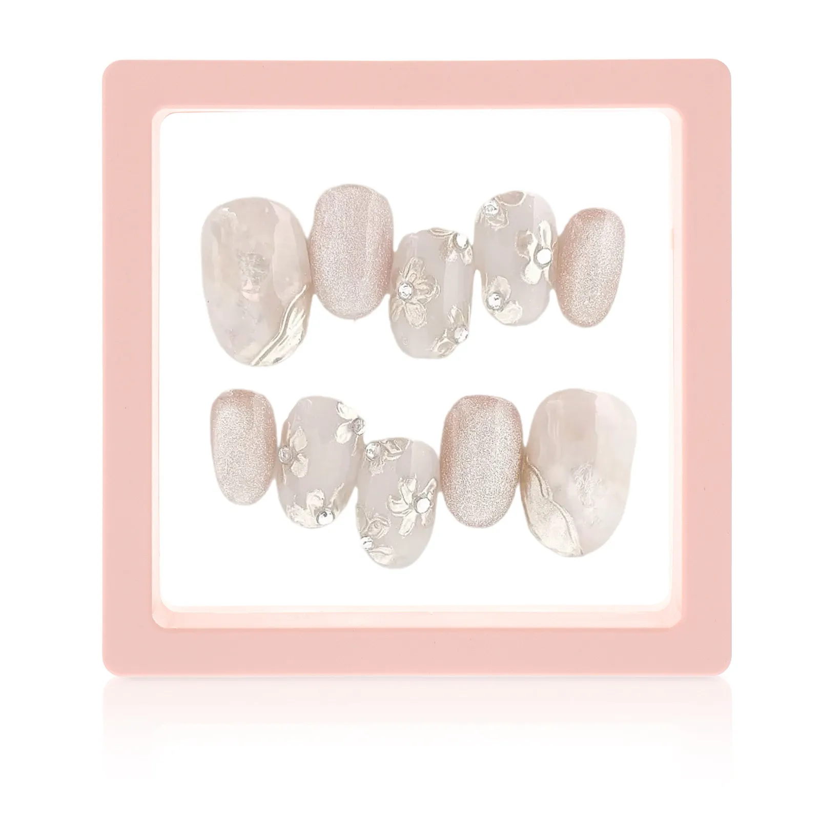 10 Pcs Fake Nail Storage Nails Display Case Organizer Cases Pink False Organizers and Packaging Boxes