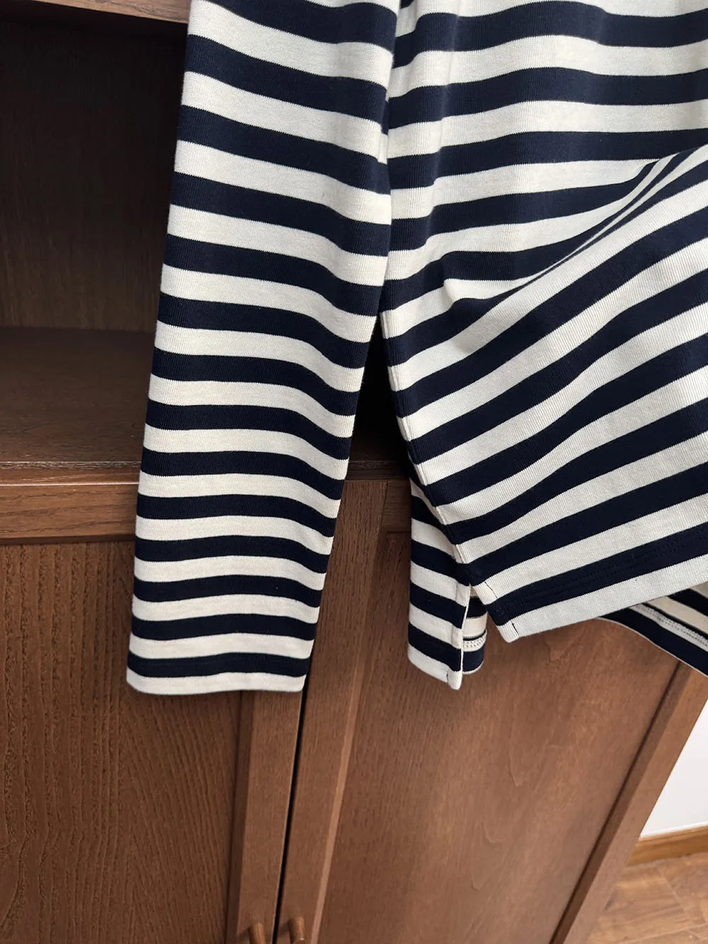 French Retro Women 100% Cotton Striped O-neck Tops Tee Fashion Lady All Match Long Sleeve Pullover T-shirt 2026 Spring