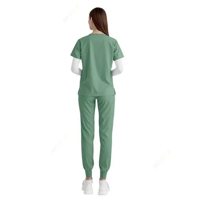 Nurse Women Casual Short Sleeved Apparel Top Pharmacy Working Medical Hospital Doctor Nursing Uniform V-neck Jogger