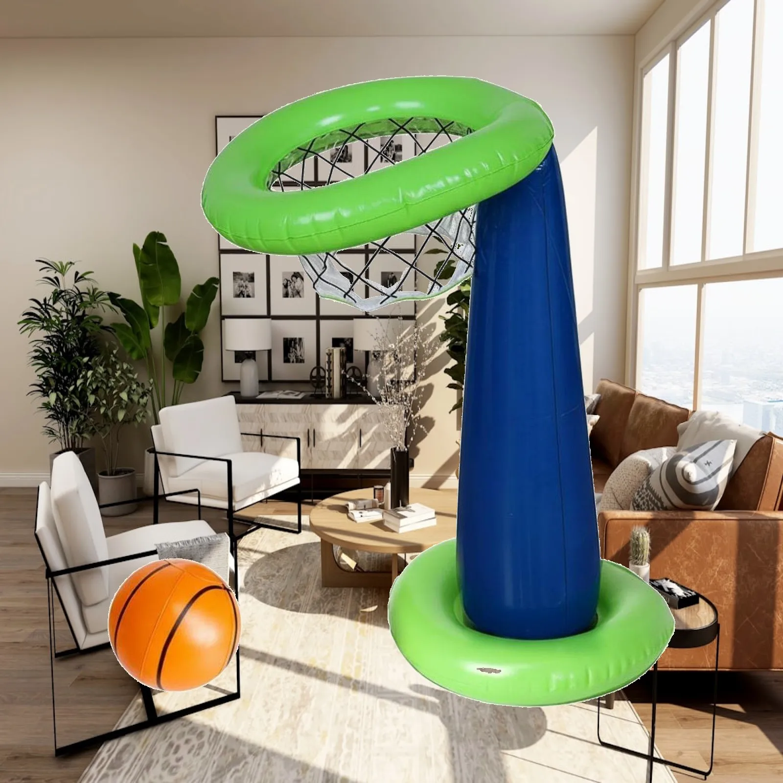 Inflatable Basketball Frame Outdoor Pool Toys Sports Set for Kids and Adults Backyard Gathering