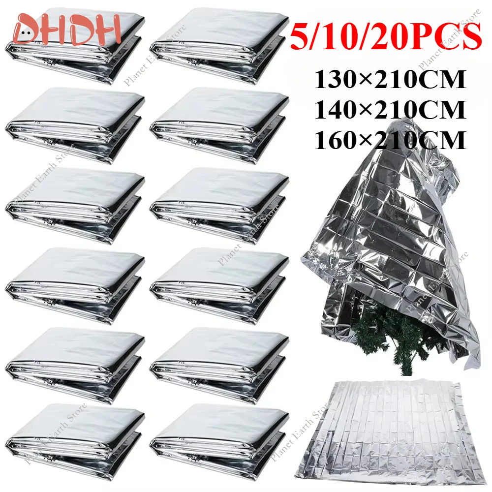 بطانية حرارية للطوارئ 5/10/20 قطعة مقاومة للماء احباط الحرارة عاكسة بقاء بطانية للتخييم في الهواء الطلق التنزه الإسعافات الأولية108