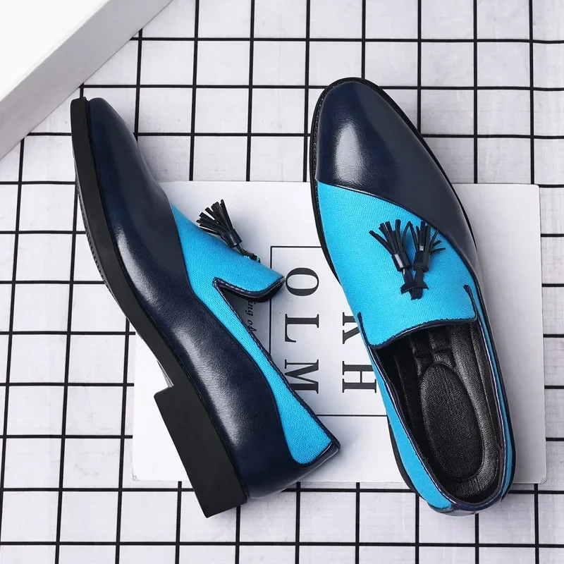 Mens Dress Shoes 2024 New Casual Leather Shoes Men Business Dress Leather Shoes Trend Versatile Loafers Pointed Toe Slip-On