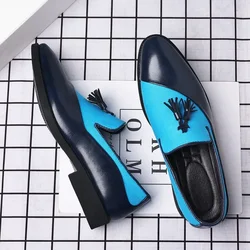 Zapatos de vestir de cuero informales para hombre, mocasines versátiles de tendencia, punta estrecha, sin cordones, 2024