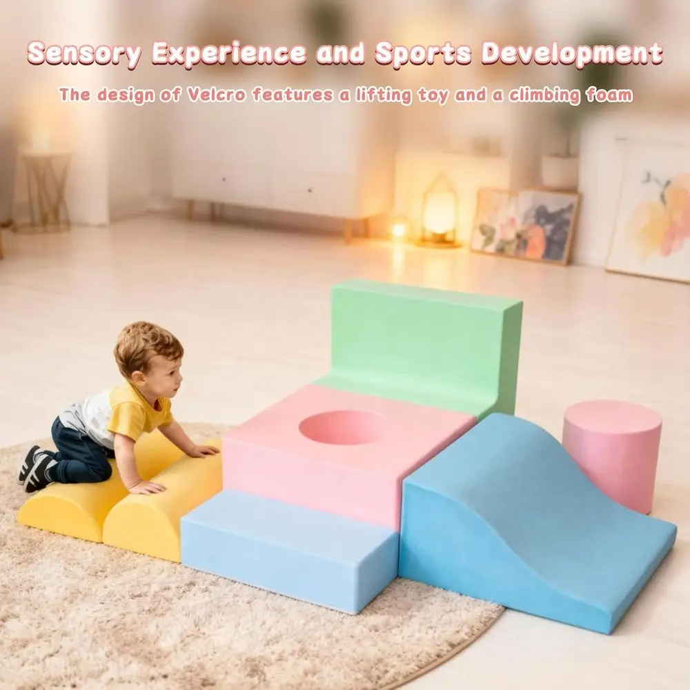6-teilige Kletterblöcke für Kleinkinder, Spielset aus weichem Schaumstoff für 1–3 Jahre, Indoor-Aktivitätsspielzeug für die Kleinen
