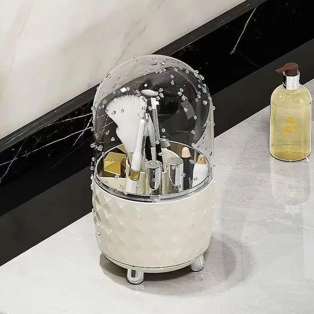 

New High-end Rotating Makeup Brush Storage Box Portable Multifunction DustProof Makeup Brush Holder With Lid Cosmetic Holder