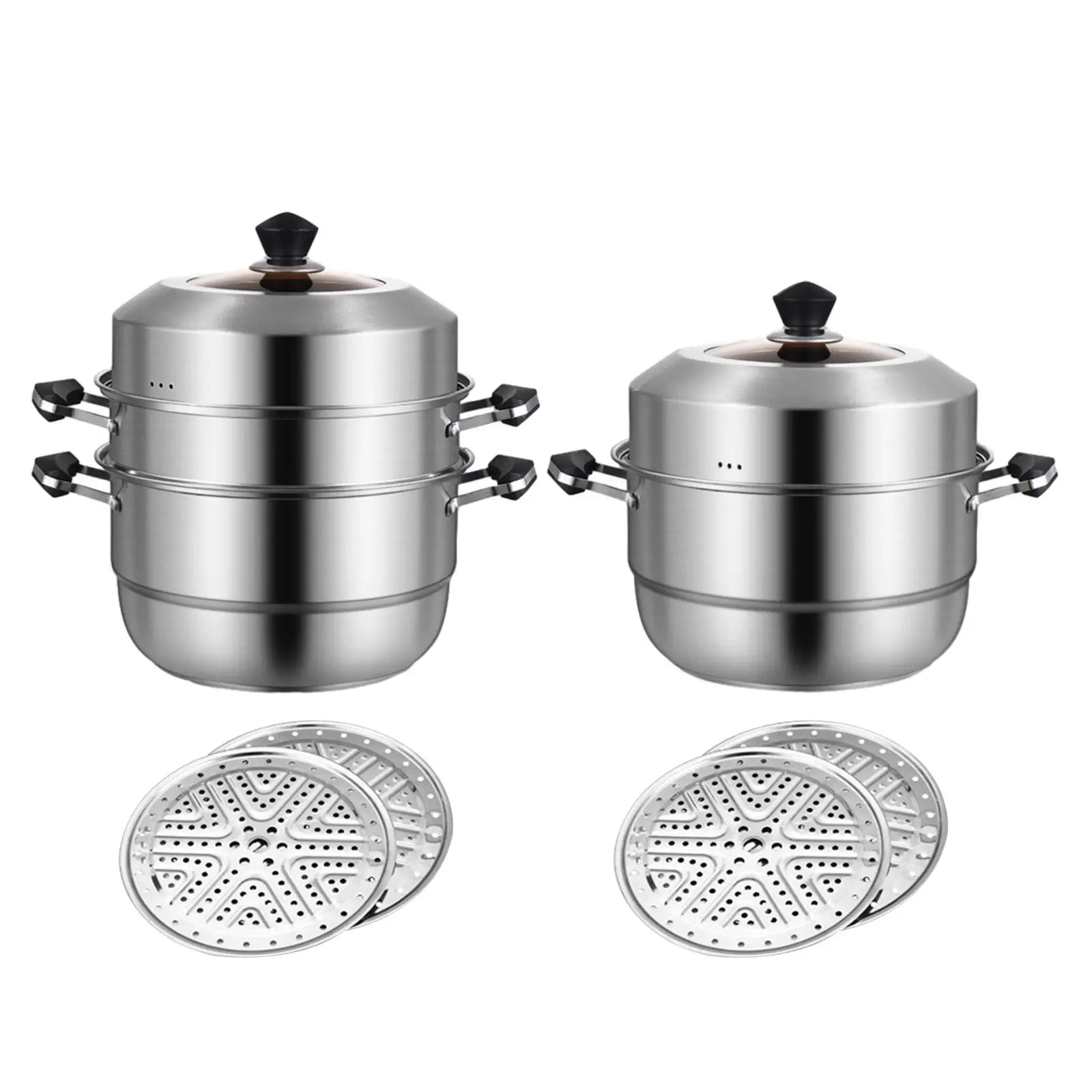 Stainless Steel Steamer Pots Food Steamer Pan Durable Cookware with Handle