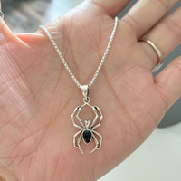 Huitan Cute Spider Animal Pendant Necklace for Girls Silver Color Chain Necklace Y2K Style Women Neck Accessories Trendy Jewelry