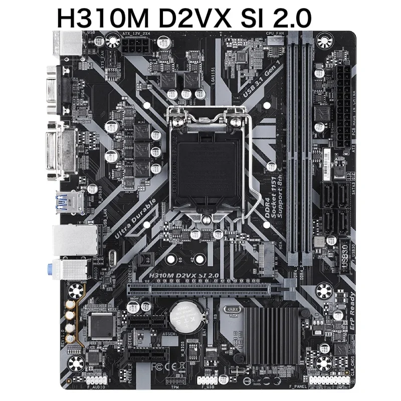 Para gigabyte h310m d2vx si 2.0 desktop placa-mãe lga 1151 ddr4 dvi vga mainboard 100% testado ok totalmente trabalho frete grátis