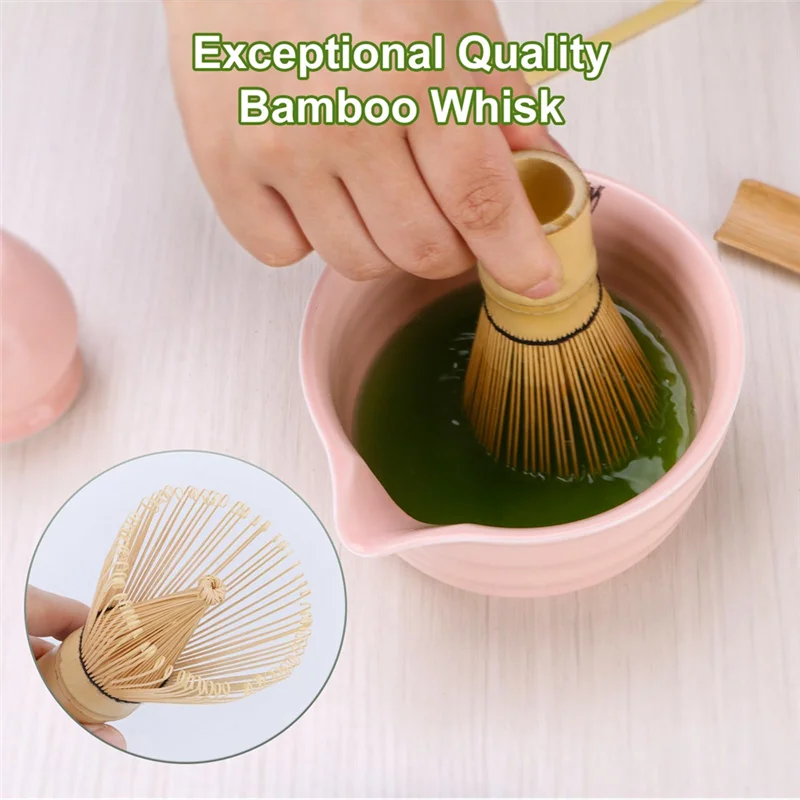 ABNO-5Pcs Japanese  Matcha Gift Box Matcha Tea Set With Whisk Spoon And Bowl Sumptuous Grinder Brush Tea Tools
