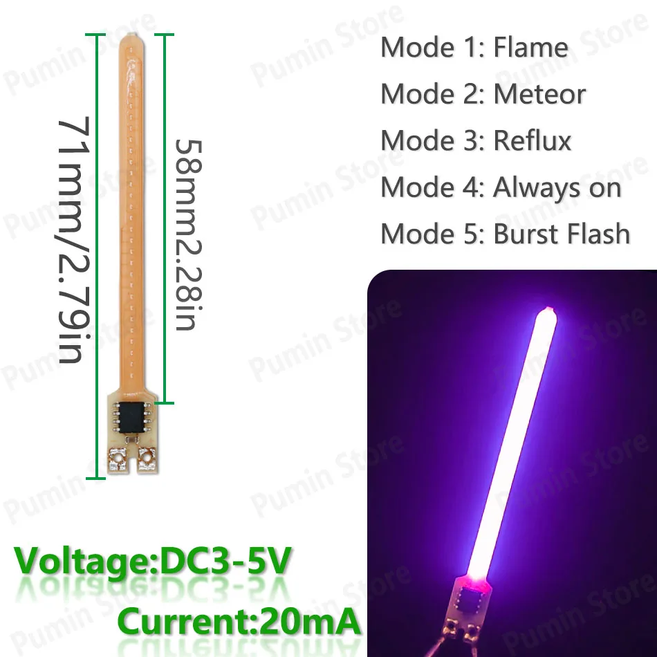 5 Stück Neue LED-Meteorlichter mit DC3-5V Fünf Modi Flammen-Meteor 9 Farben für Retro-Wandleuchte Autolicht Warnlichtquelle