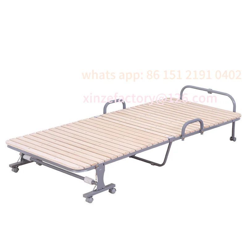 

Customizable Single paulownia strip simple office folding bed solid wood lunch break artifact hotel extra bed household