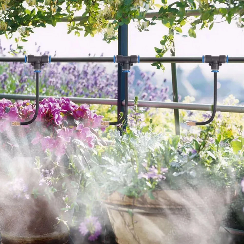 

5 Pcs Garden Copper Nozzle 20-50cm Free-Bending 360° Adjustable for 6-12mm Water Hose Misting Sprayer