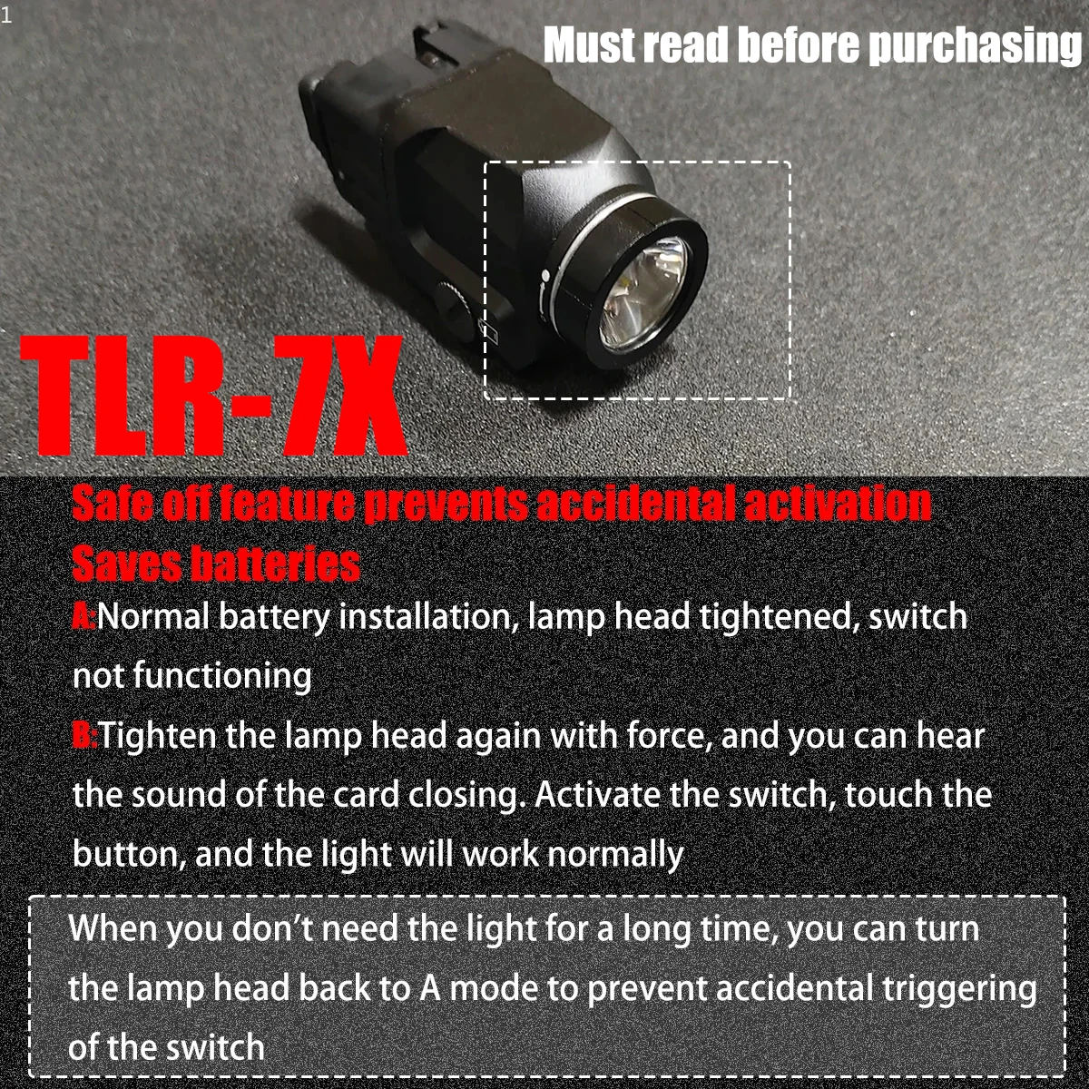 TLR 7 TLR 7X TLR 1 HL Pistol Scout Light LED Strobe Flashlight for Airsoft G lock 17 Taurus 20mm Rail 500 lumens Rechargeable